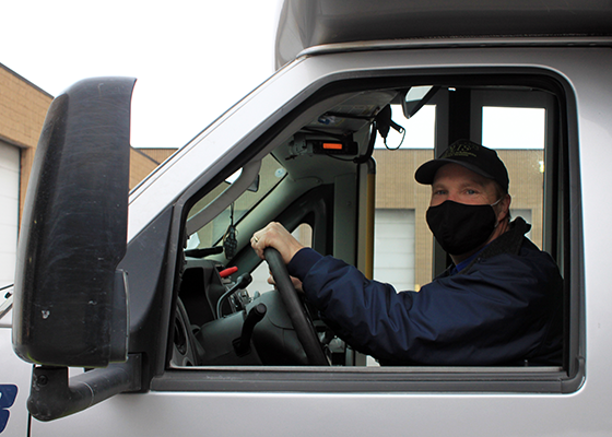 All drivers wear masks to keep everyone safe