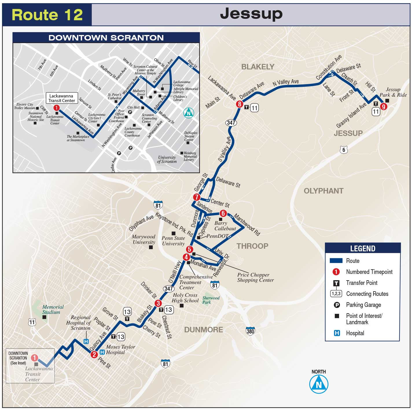 12 Jessup COLTS Bus map image 12 Jessup COLTS Bus map image