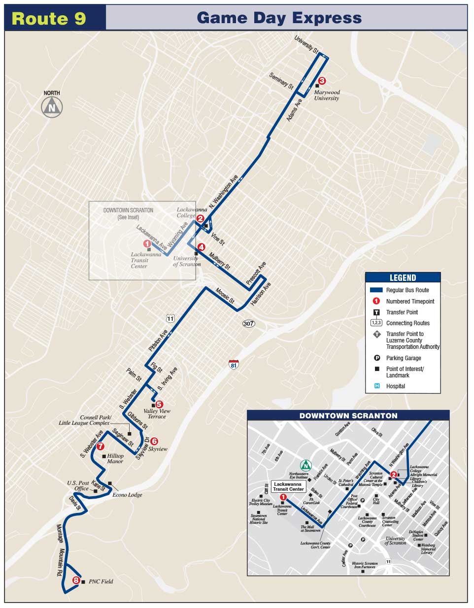 9 Game Day Express COLTS Bus map image