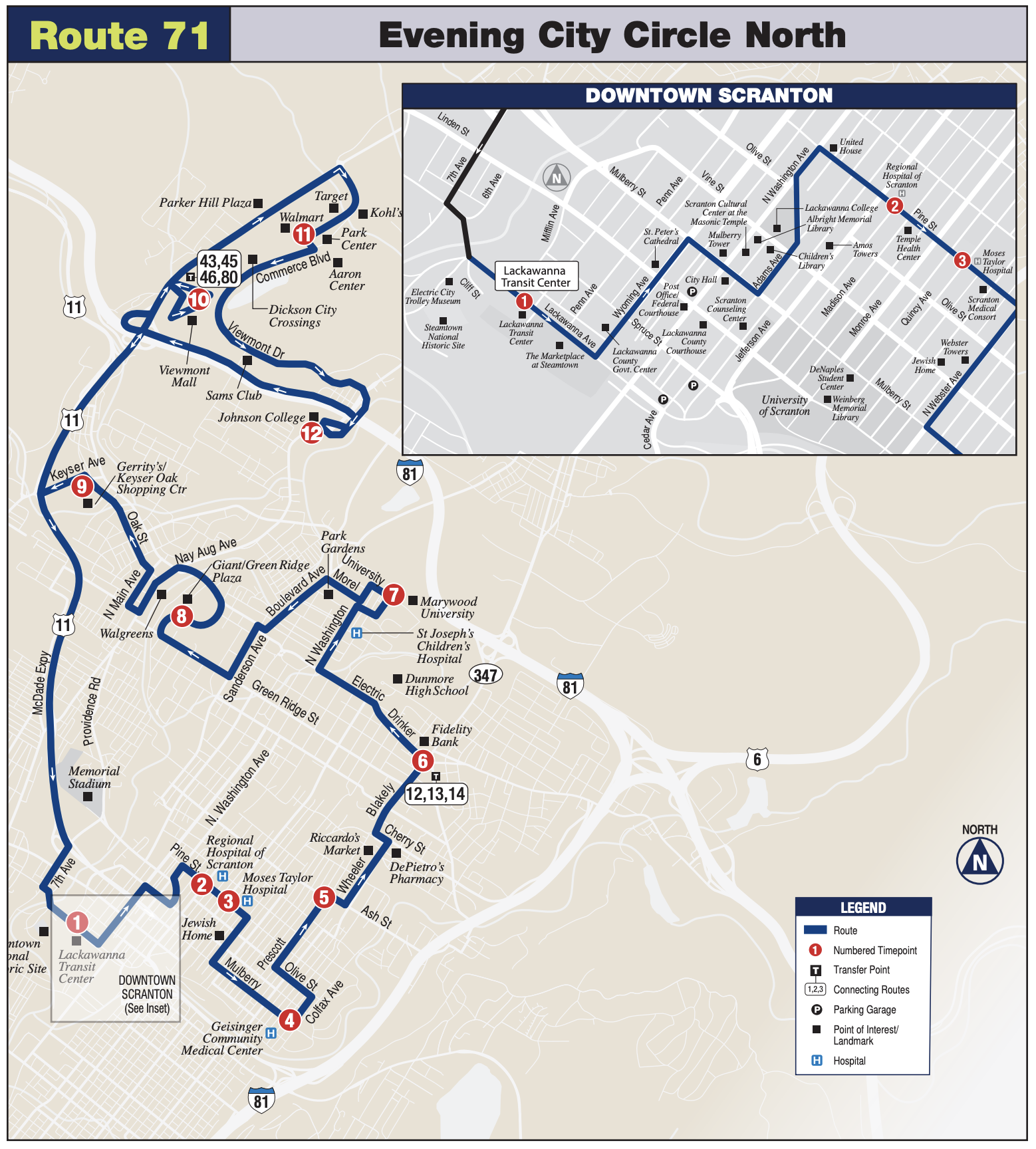 71 Evening City Circle North COLTS Bus map image