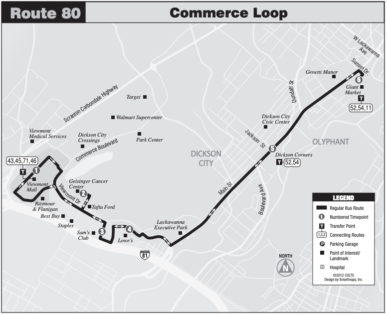80 Commerce Loop COLTS Bus map image