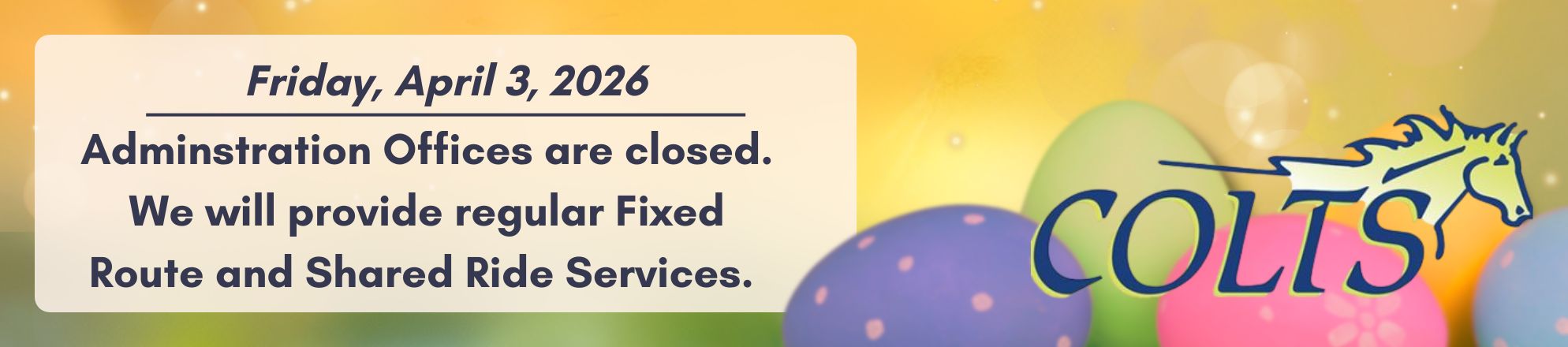 April 3, 2026 Admin offices closed